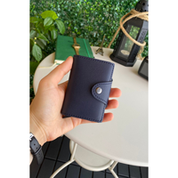 Dompet kartu pintar RFID kulit Vegan uniseks, dompet berkancing penutup kasual mekanisme otomatis penggunaan sehari-hari dompet kain merah