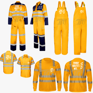 Camisa de cuello redondo de poliéster impermeable profesional, conjunto general de trabajo reflectante de seguridad con diseño de babero abotonado de marca personalizada - Product Image 1