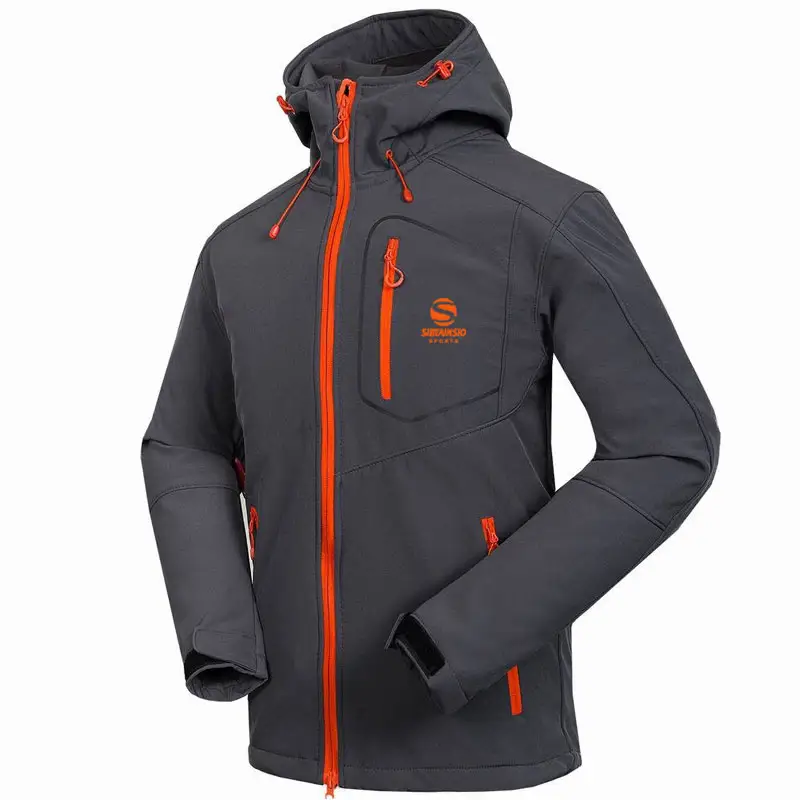 Heren Winter Jassen Werkkleding Grijze Softshell Outdoor Jas Custom Fabrikant Ademende Softshell Jassen Voor Heren