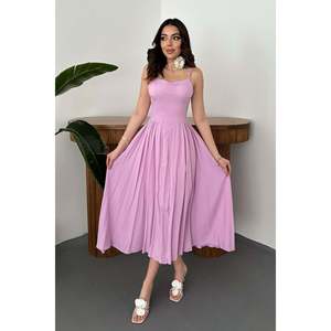 Vestido Largo Lila con Copas en el Busto - Lila - Product Image 2