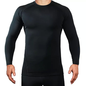 T-shirt de sport à manches longues personnalisé OEM pour hommes Chemise de compression de fitness à séchage rapide coupe ajustée motif lettre tricoté - Product Image 1