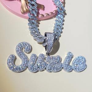 Iced Out Custom Hip Hop colgante encantos joyería laboratorio diamante 925 plata esterlina VVS Moissanite nombre letra inicial colgante hombres - Product Image 1