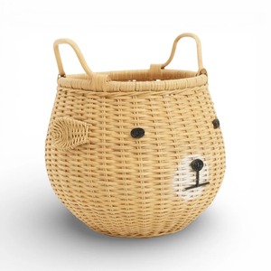 Panier de rangement rectangulaire Bobo l'ours en rotin naturel écologique et moderne - Product Image 2