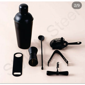 Kit de 8 outils de barman de couleur noire, kit de barman, avec shaker à cocktail, nouveau design, à bas prix - Product Image 2