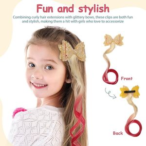 <span class=keywords><strong>Unicorno</strong></span> fiocco per capelli <span class=keywords><strong>accessori</strong></span> per capelli per ragazze per bambini Glitter intrecciato colore sfumato riccio parrucca extension per capelli - Product Image 4