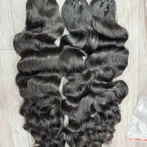 Extensions de cheveux vierges Remy de haute qualité, mèches de cheveux de temple d'Inde du Sud, double trame machine, permanent pour la production de perruques - Product Image 4