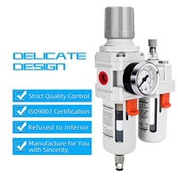 Suspension pneumatique 3/8 NPT, filtre à air comprimé, régulateur, lubrificateur combiné, séparateur eau/huile - Manomètre (0-150 psi), bol en polyéthylène, vidange semi-automatique, kit de suspension pneumatique