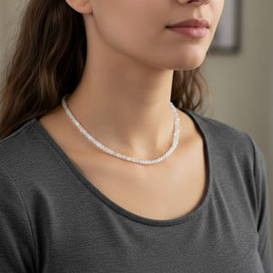 Collar de Piedras Preciosas de Plata de Ley con Baño de Oro de 18K, con Cuentas Ajustables Hechas a Mano, con Forma de Caja Facetada de Piedra Lunar Arcoíris, Estilo Clásico para Bodas - Product Image 5