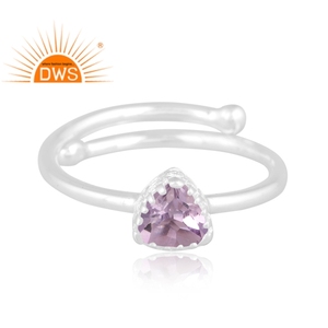Bague empilable en argent sterling fin avec améthyste rose naturelle au design élégant – Fabricant de bijoux sur mesure - Product Image 2