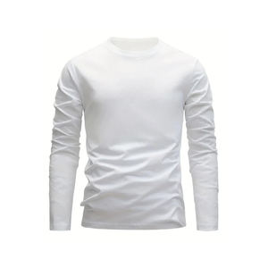 T-shirts à manches longues 100 % coton personnalisés, designs sur mesure, t-shirts de fitness en coton uni à manches longues pour hommes - Product Image 3