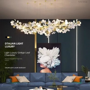 White Crystal Leaf Petals Pendant <b>Light</b> Luxury Chandelier Dimmable <b>LED</b> for High <b>Ceilings</b> Modern Restaurant Hotel Staircase - Product Image 1