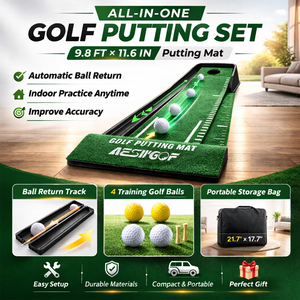 Tappetino da <span class=keywords><strong>Golf</strong></span> per Putting con Spedizione Gratuita dagli USA, Set con Green da Putting, <span class=keywords><strong>4</strong></span> Palline da <span class=keywords><strong>Golf</strong></span>, Tappetino da Allenamento da 3 Metri con Ritorno Palla per Interni - Product Image 1