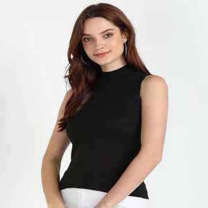 Débardeurs à séchage rapide légers et ajustés de couleur personnalisée pour femmes Hauts extensibles durables en tricot côtelé pour les filles de grande taille - Product Image 1