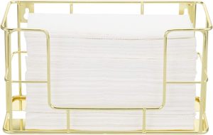 Moderno latón tono Metal alambre comercial montado en la pared o papel de mesa doblado toallero dispensador estante servilletero - Product Image 4