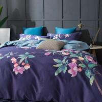 Draps de lit personnalisables de haute qualité OEM ODM, 18-21 pouces, poches profondes, coton moelleux, motif végétal, 300 fils, écologiques