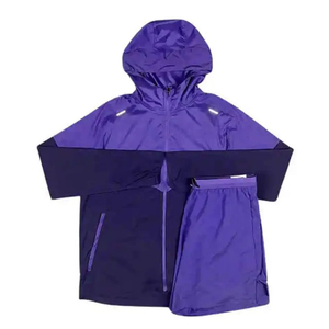 Custom Logo Waterproof Hooded Tracksuit Solid Color Sporty <b>Jacket</b> <b>Short</b> Full <b>Sleeve</b> Zipper Fly Winter Wear Windbreaker Set - Product Image 4
