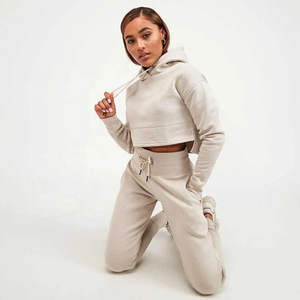 Sudadera con capucha de gran tamaño recortada alta personalizada para mujer, Top corto con capucha para mujer, sudadera informal de punto de invierno recortada de gran tamaño - Product Image 1