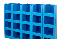 UP boîtes de décapage ondulées en plastique PP de haute qualité avec couvercle empilable réutilisable pliable ISO 9001:2015 de qualité alimentaire de couleur bleue