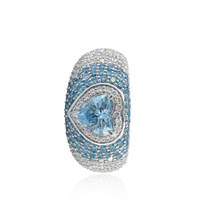 Anillo de Diamante Azul Corazón de 2.54 Quilates, Cultivado en Laboratorio, Oro de 14K, Anillo Infantil de Lujo, Joyería Fina - Product Image 2
