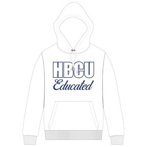 Felpa con cappuccio donna bianca HBCU felpa con cappuccio blu reale in ciniglia e disegno ricamato stile di vita greco abbigliamento personalizzato College - Product Image 2
