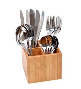 3 section wood utensil holder creative quality <b>wooden</b> <b>cutlery</b> holder antique design <b>cutlery</b> storage stand at affordable price - Product Image 2