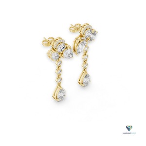Pendientes de Oro Amarillo de 1.78ct con Diamantes Cultivados en Laboratorio en Forma de Pera y Ovalados, en Oro Sólido de 14K, Pendientes de Diseño Escalonado con Múltiples Piedras para Mujer - Product Image 5