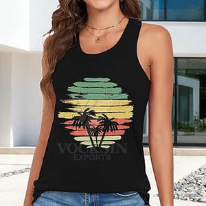 Camiseta sin Mangas con Estampado para Mujer, Tela Suave, para Gimnasio y Fitness - Product Image 6