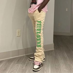 Pantalones de chándal apilables para hombre, ropa de calle de alta calidad, pantalones de chándal de lana para correr, acampanados, venta al por mayor, 2023 - Product Image 5