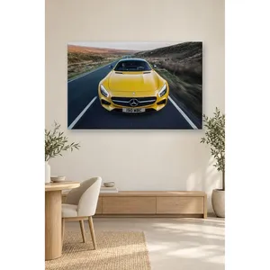 Fida Yellow Mercedes-AMG GT on Valley Road <b>Canvas</b> Print - Product Image 3