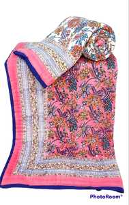 Fabriqué à la main 100% coton couette réversible bloc de main imprimé traditionnel hiver confortable léger reine taille couette en coton - Product Image 3