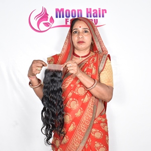 2025 Fantásticos productos de lujo Asequible La mejor calidad Color natural Cierre de cabello humano negro Ondulado Precio bajo disponible para la venta - Product Image 4