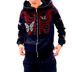 Sudadera con capucha unisex de cara completa con cremallera Diseño de logotipo personalizado de moda Nuevo algodón Casual Impresión digital de invierno para hombres - Product Image 3
