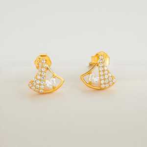 92.5 <b>Silver</b> <b>Stud</b> <b>Earrings</b> with Geometric Pattern Rhodium Plated Zircon Pearl for Wedding Party or Engagement 191347 Model - Product Image 2
