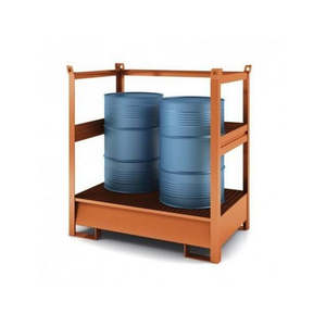Conteneur ouvert avec 4 réservoirs de collecte de 200 litres, baril en métal et plastique HDPE pour l'huile et l'eau - Product Image 1