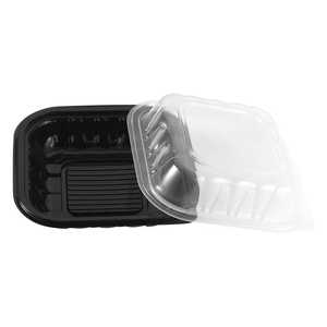 ProTakeOut PTOW91 42 oz [9 X 9] Barquette en PP noire avec couvercle, 100 ensembles, réutilisables, sans BPA, résistantes aux fuites, contenants alimentaires, micro-ondes - Product Image 1