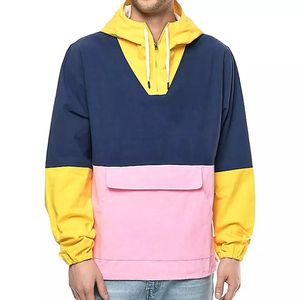 Wholesale Custom Design & Logo <b>Half</b> <b>Zip</b> Pullover Block Color <b>Men's</b> Windbreaker <b>Jackets</b>-Waterproof Hooded Reversible Winter - Product Image 1
