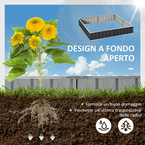Outsunny, lit de fleurs surélevé, modulaire sans fond en acier galvanisé, 258x90x30 cm, gris foncé - Product Image 3