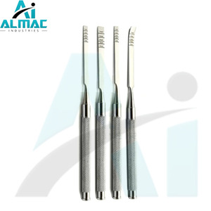 ALMAC Jeu d'instruments chirurgicaux manuels en acier inoxydable allemand de qualité supérieure, 5 pièces, burin dentaire fendu pour os alvéolaire - Product Image 2