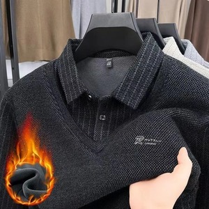 Chemises à manches longues pour hommes, t-shirts, hauts, polaire, chaud, décontracté, affaires, t-shirts 100% coton, écologiques, respirants, vente chaude - Product Image 4