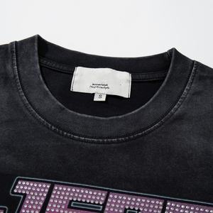 Camisetas de moda: Camiseta de verano vintage con pedrería para hombre, de manga corta, estilo urbano, talla grande, para las calles de Estados Unidos. - Product Image 4