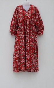 Robe d'été en coton imprimé Mini robes midi florales décontractées Vêtements de maison souples Manches bouffantes Robes maxi décontractées souples et amples - Product Image 3