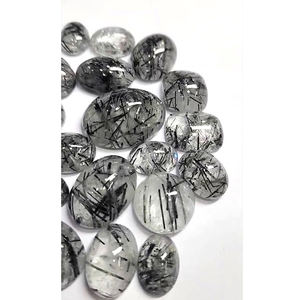 20ชิ้นของพลอยสีดำธรรมชาติควอตซ์13มม. ถึง30มม. รูปไข่ Cabochon 522 CTS Lot การขายพลอยเทียมหลวมเรา $84สำหรับทุกคน - Product Image 4