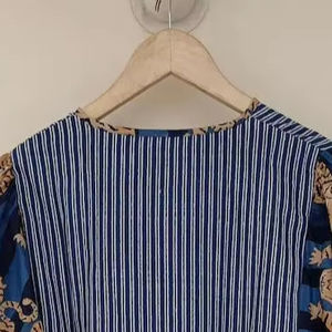 Blue Tiger Printed Eco-Friendly Casual Summer Loose Silhouette Midi Dress with <b>V</b>-neck Natural Waist and <b>String</b> Closure - Product Image 3