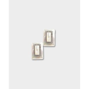 Boucles d'oreilles rectangulaires en or 14 carats plaqué rhodium avec diamant - Product Image 1