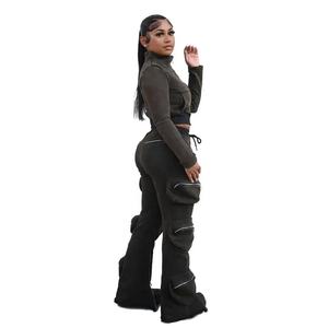 Custom Women Acid Wash Tracksuit Distressed Oversized Pullover <b>Hoodie</b> & Jogger Pants Casual Streetwear Set - Product Image 3