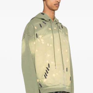 Winter Men's Garment-Washed Distressed Embroidered Hoodie with <b>Applique</b> Digital Printing Distressed Finish - Product Image 3