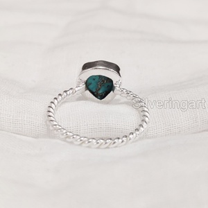 เครื่องประดับหินหยาบสำหรับผู้หญิงแหวนพลอยเทอร์ควอยส์จากธรรมชาติ December birthstone twand twand Twisted 925แต่งงานแหวนเงินสเตอร์ลิง - Product Image 5