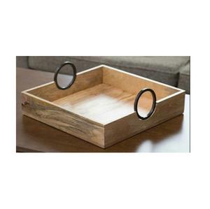 Bandeja de madera al por mayor, bandeja decorativa para el hogar, bandeja para té y café, bandeja para comida de cocina con almacenamiento con asas dobles - Product Image 1