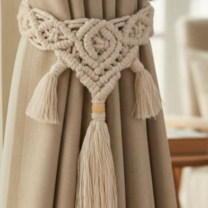Abrazaderas para Cortinas de Macramé, Hechas a Mano, de Algodón, Estilo Boho, para Ventanas - Product Image 1