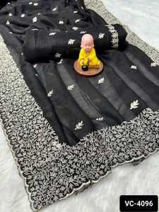 Las últimas mujeres de diseñador usan Sari de trabajo bordado elegante con blusa ropa tradicional india Sari de seda Vichitra con precio bajo - Product Image 6
